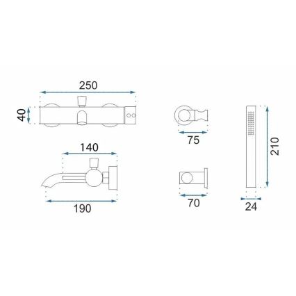 REA-B2352 - Set vasca LUNGO titanio