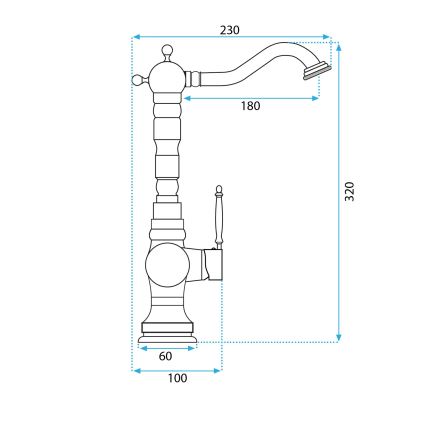 REA-B2500 - Miscelatore per lavabo VENICE 32 cm in oro spazzolato