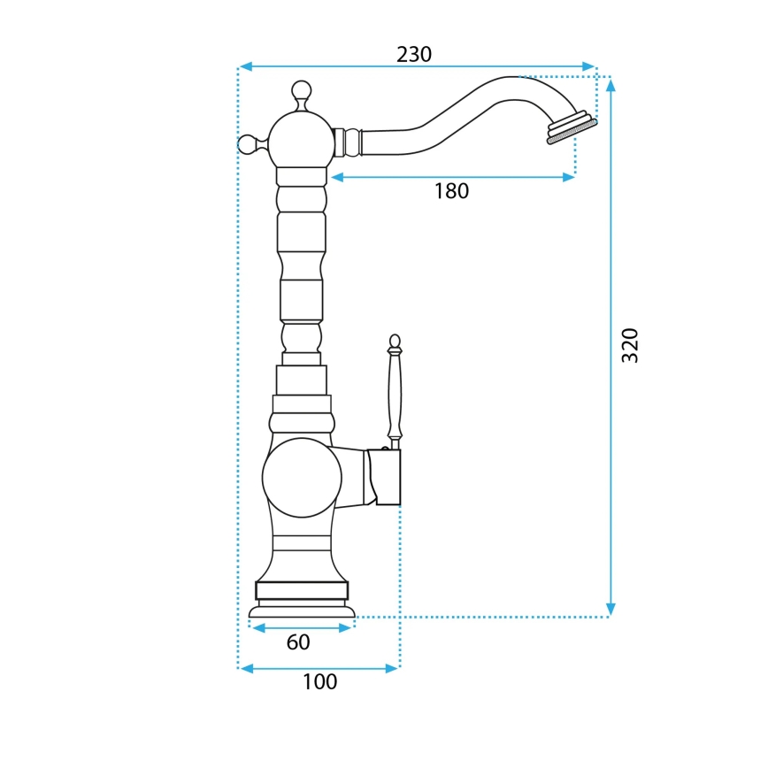 REA-B2500 - Miscelatore per lavabo VENICE 32 cm in oro spazzolato