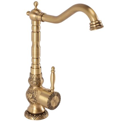 REA-B2500 - Miscelatore per lavabo VENICE RETRO 32 cm, finitura oro spazzolato