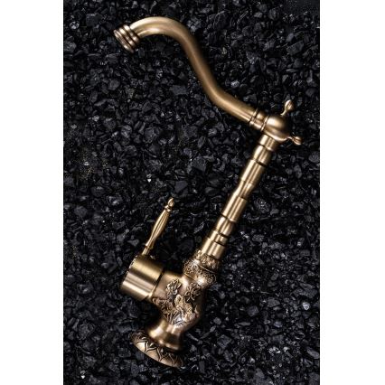 REA-B2500 - Miscelatore per lavabo VENICE RETRO 32 cm, finitura oro spazzolato