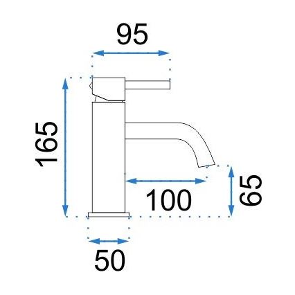 REA-B4101 - Miscelatore per lavabo LUNGO 16,5 cm cromo lucido
