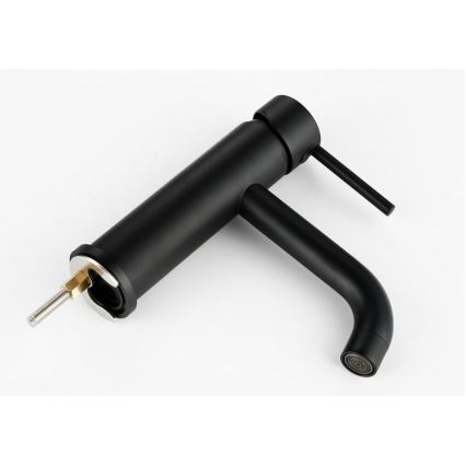 REA-B4102 - Miscelatore per lavabo LUNGO 16,5 cm nero