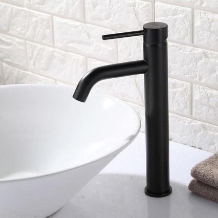 REA-B4103 - Miscelatore per lavabo LUNGO 28 cm nero