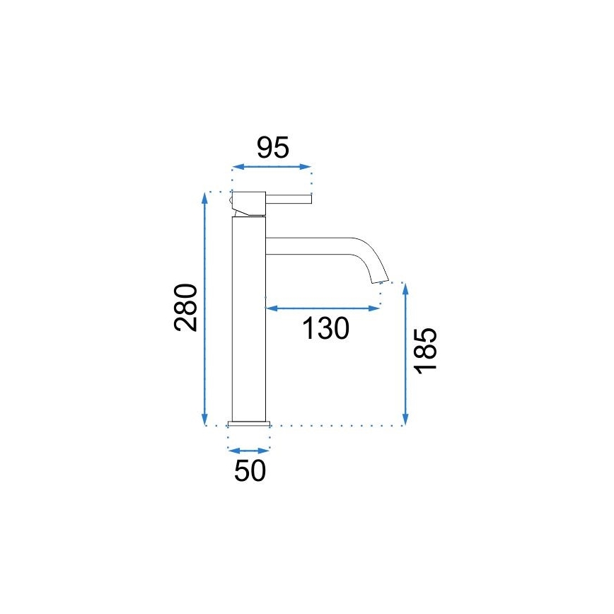 REA-B4103 - Miscelatore per lavabo LUNGO 28 cm nero