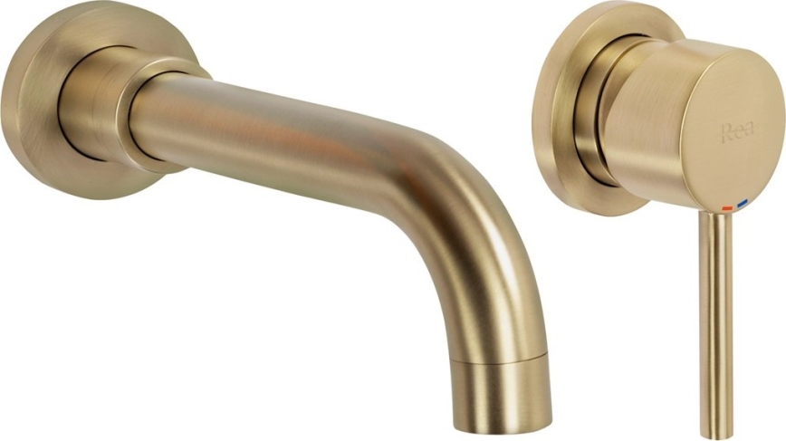 REA-B4109 - Miscelatore per lavabo ad incasso LUNGO, finitura oro spazzolato