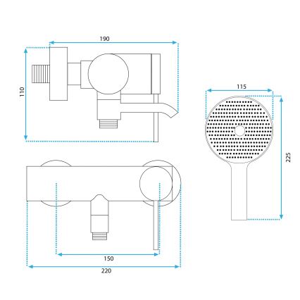REA-B4240 - Set per vasca CLIF nero opaco