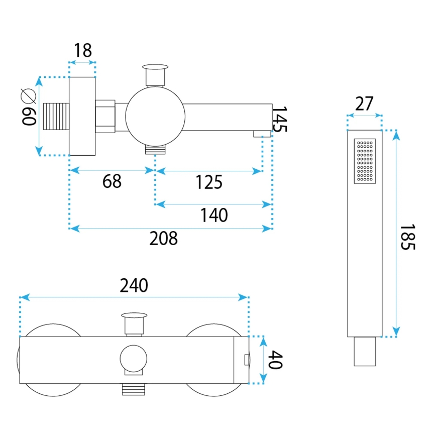 REA-B4523 - Set per vasca PIXEL nero opaco