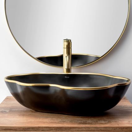 REA-B4526 - Miscelatore per lavabo LUNGO 28 cm, oro spazzolato