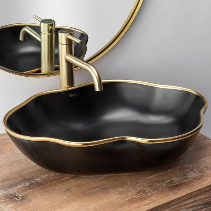 REA-B4526 - Miscelatore per lavabo LUNGO 28 cm, oro spazzolato