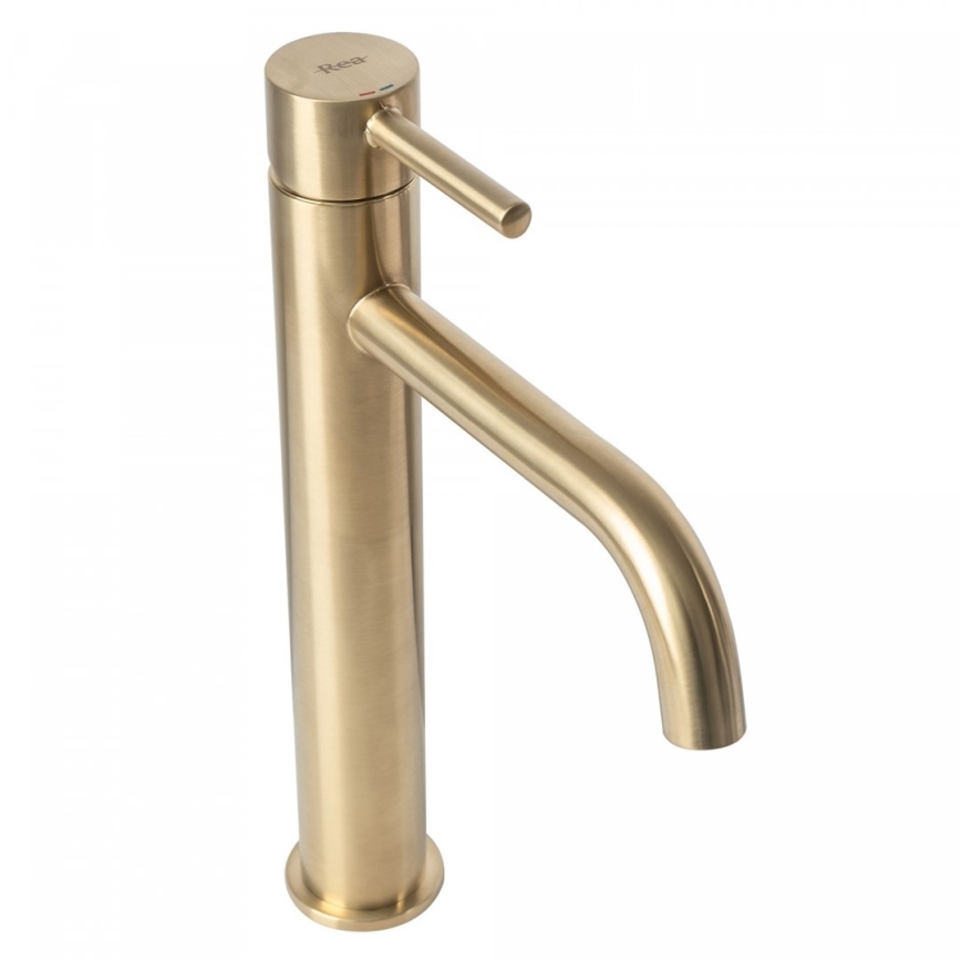 REA-B4526 - Miscelatore per lavabo LUNGO 28 cm, oro spazzolato