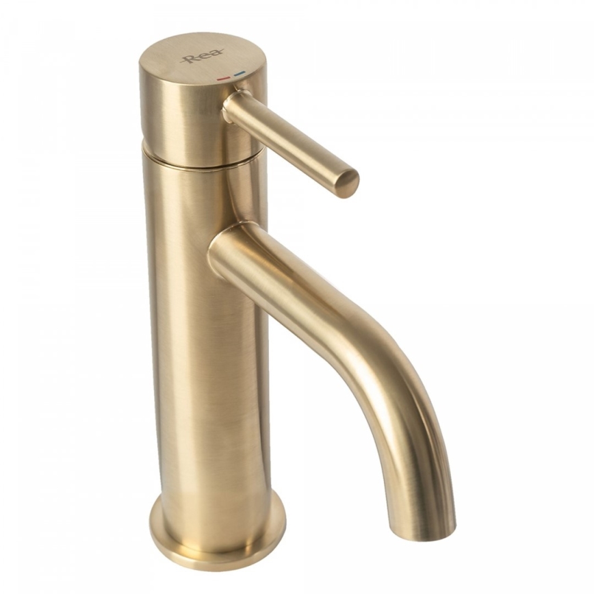 REA-B4527 - Miscelatore per lavabo LUNGO 16,5 cm, oro spazzolato