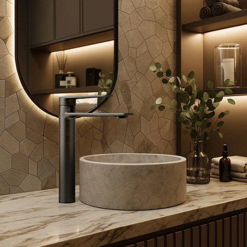 REA-B4584 - Miscelatore per lavabo STORM 29,5 cm titanio