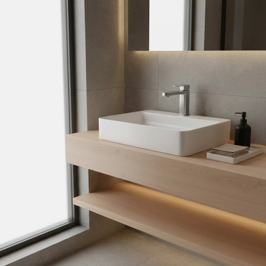 REA-B4589 - Miscelatore per lavabo ARLO 17 cm nichel