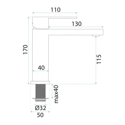 REA-B4589 - Miscelatore per lavabo ARLO 17 cm nichel