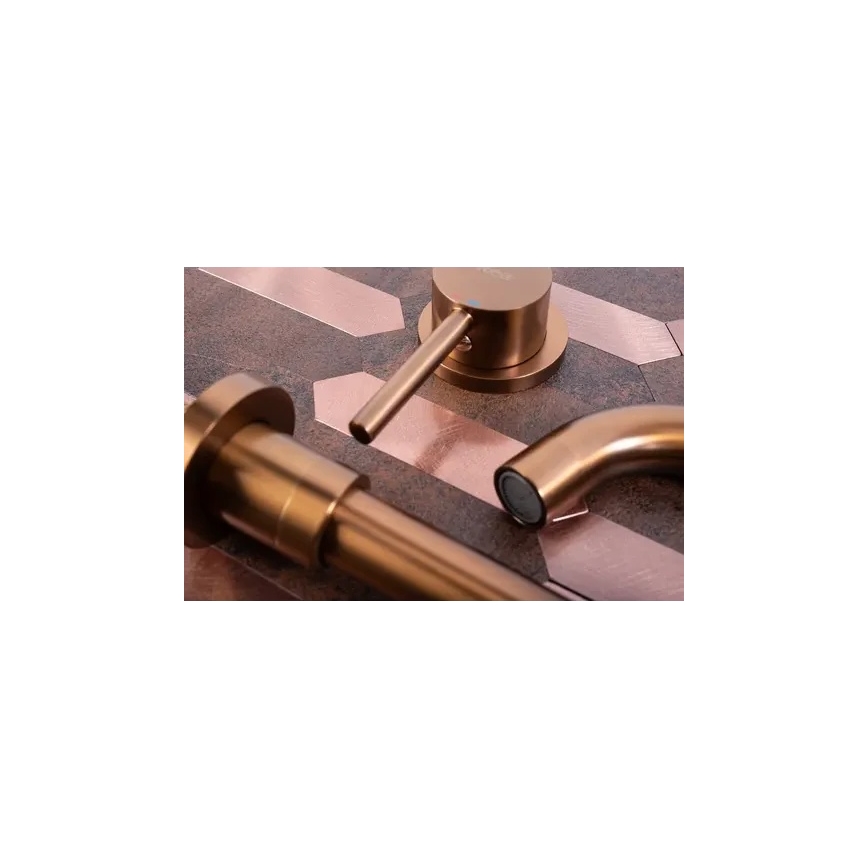 REA-B4600 - Miscelatore da lavabo per installazione ad incasso LUNGO, finitura rame spazzolato