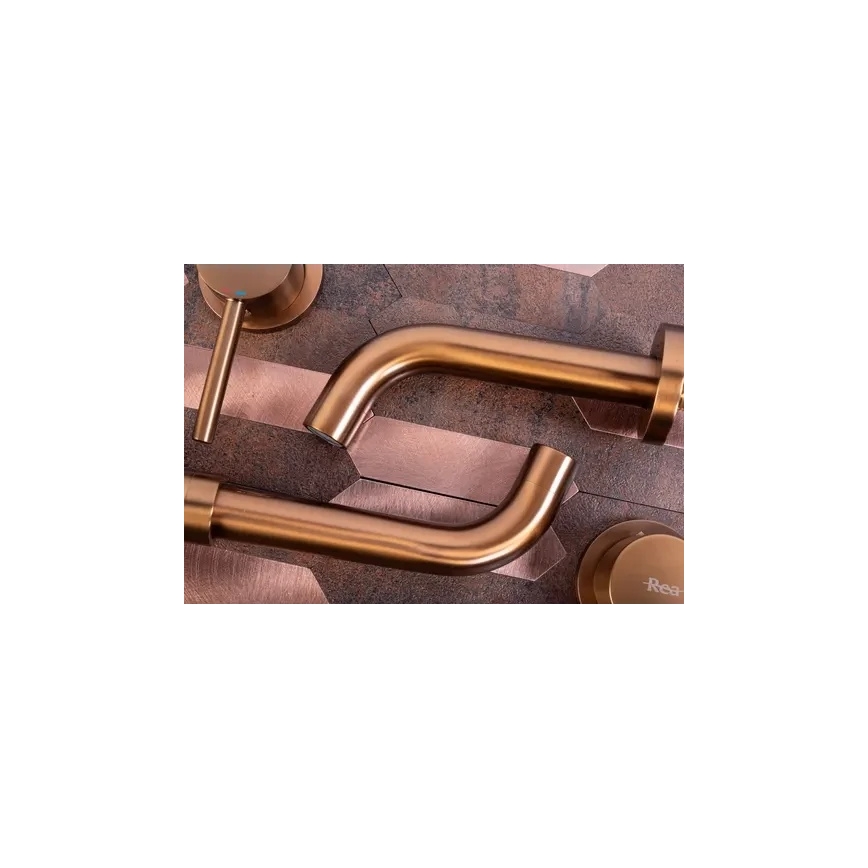 REA-B4600 - Miscelatore da lavabo per installazione ad incasso LUNGO, finitura rame spazzolato