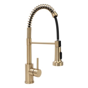 REA-B4821 - Miscelatore per lavello con doccetta estraibile COLIN 42,5 cm, finitura oro spazzolato