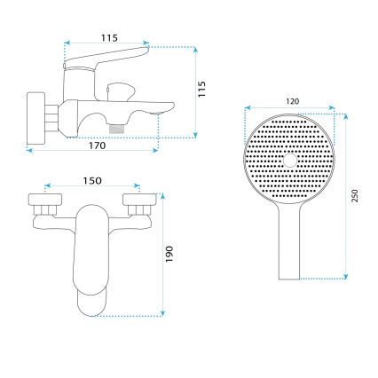 REA-B5063 - Set per vasca MARCO titanio