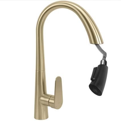REA-B5312 - Miscelatore da cucina con doccetta estraibile ROSS 43 cm oro spazzolato