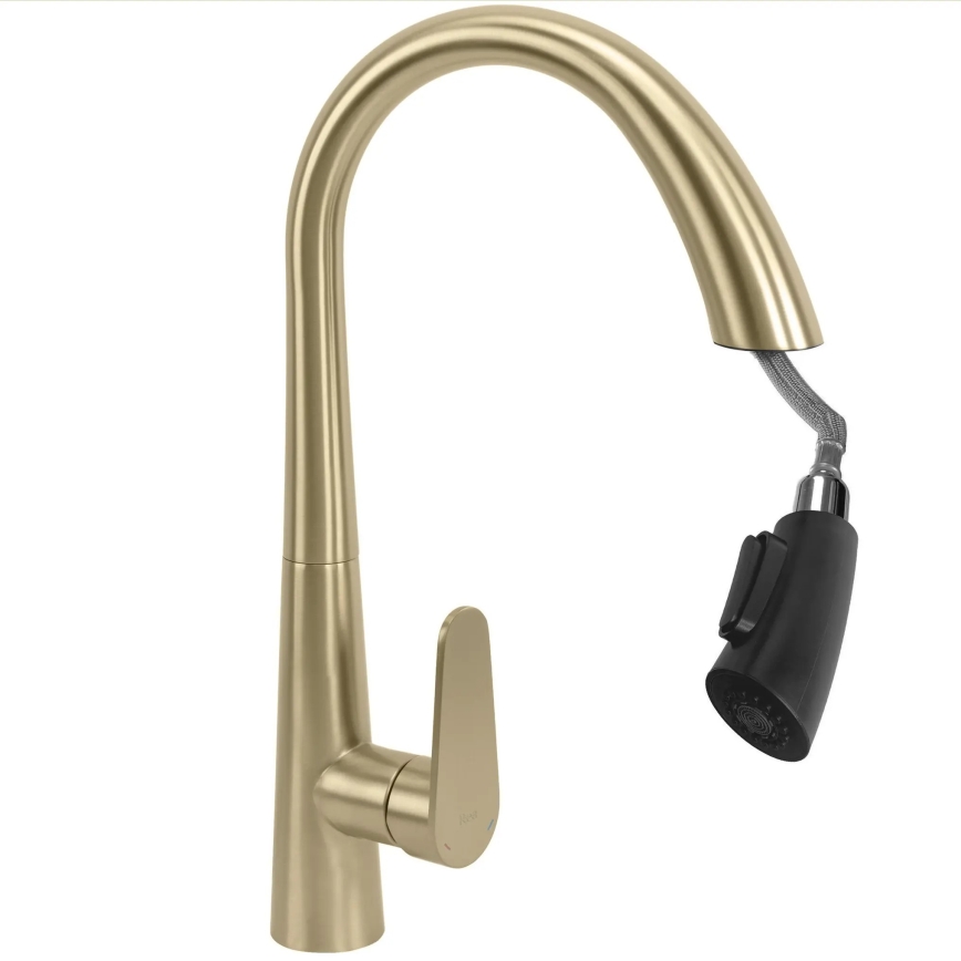 REA-B5312 - Miscelatore da cucina con doccetta estraibile ROSS 43 cm oro spazzolato