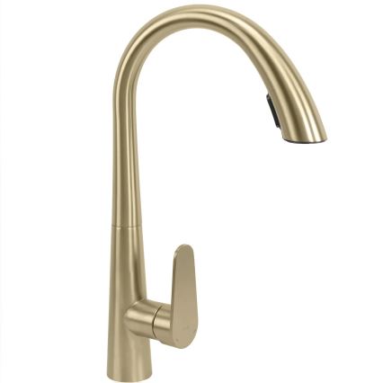 REA-B5312 - Miscelatore da cucina con doccetta estraibile ROSS 43 cm oro spazzolato