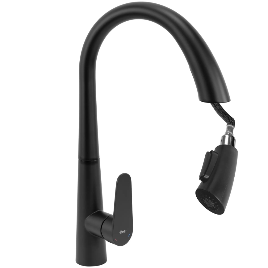 REA-B5313 - Miscelatore da cucina ROSS 43 cm con doccetta estraibile, nero