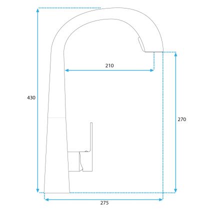 REA-B5313 - Miscelatore da cucina ROSS 43 cm con doccetta estraibile, nero