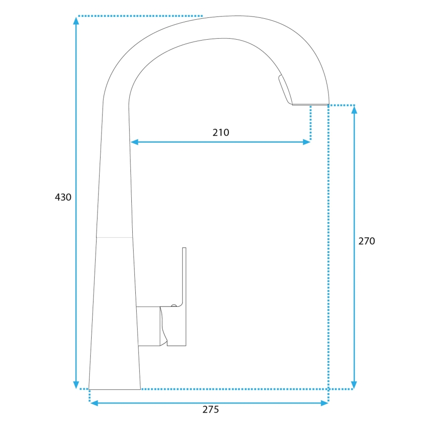 REA-B5313 - Miscelatore da cucina ROSS 43 cm con doccetta estraibile, nero