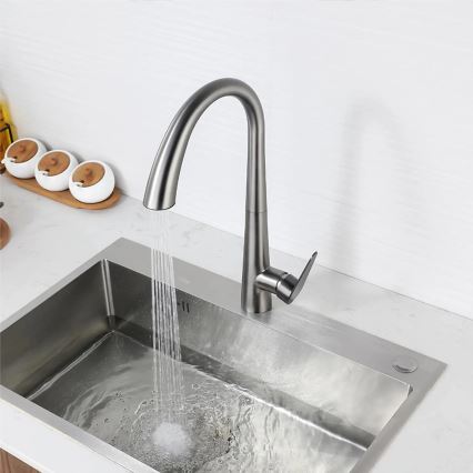 REA-B5314 - Miscelatore per lavello con doccetta estraibile ROSS 43 cm, finitura nichel