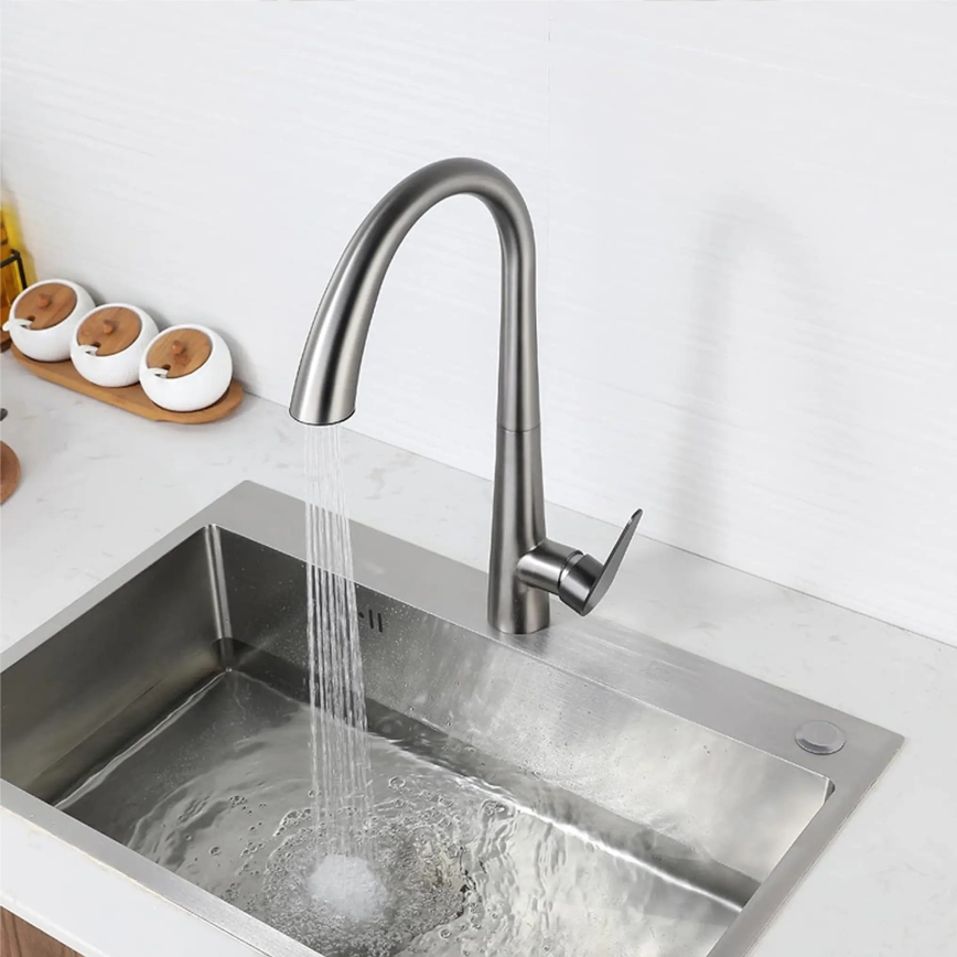 REA-B5314 - Miscelatore per lavello con doccetta estraibile ROSS 43 cm, finitura nichel