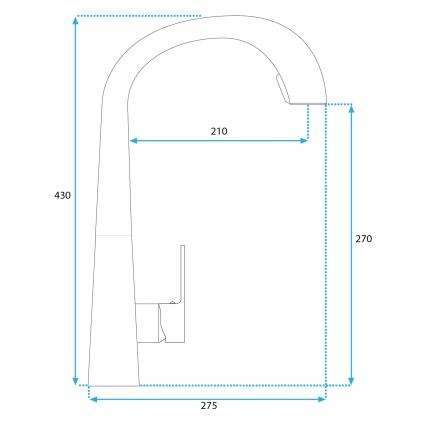 REA-B5314 - Miscelatore per lavello con doccetta estraibile ROSS 43 cm, finitura nichel