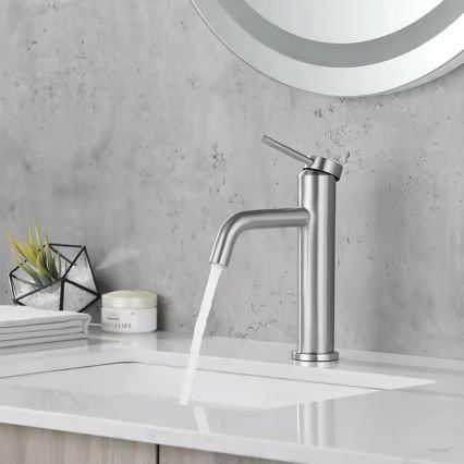 REA-B5324 - Miscelatore per lavabo CLIF 20,5 cm in acciaio spazzolato