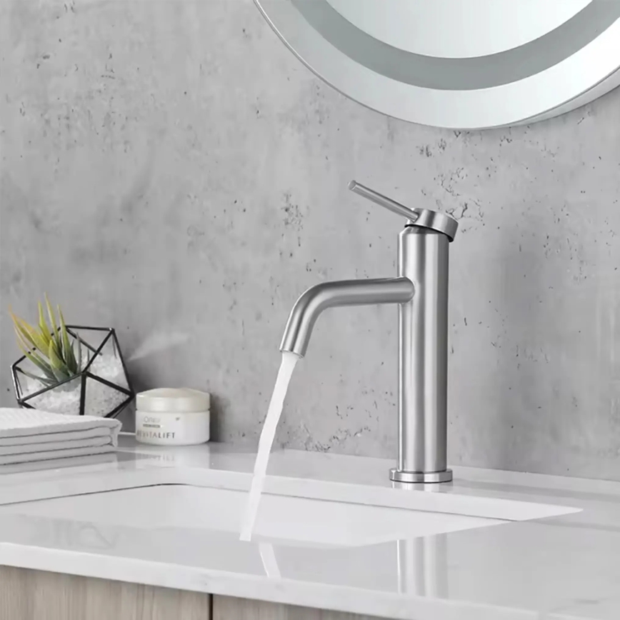 REA-B5324 - Miscelatore per lavabo CLIF 20,5 cm in acciaio spazzolato