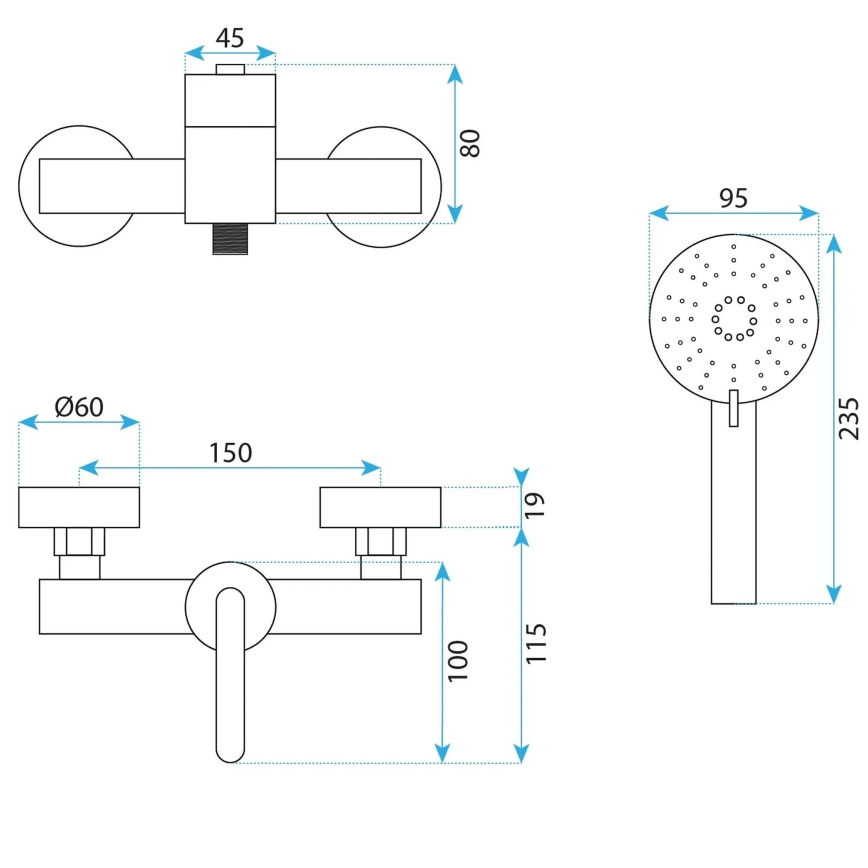 REA-B5501 - Set doccia con miscelatore ONTARIO oro spazzolato