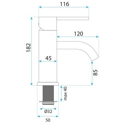 REA-B5504 - Miscelatore per lavabo ONTARIO 17,5 cm nero