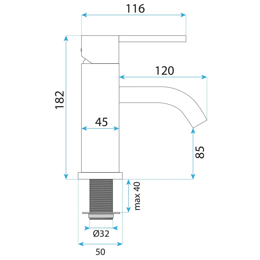 REA-B5504 - Miscelatore per lavabo ONTARIO 17,5 cm nero