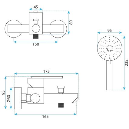 REA-B5514 - Set per vasca ONTARIO in acciaio spazzolato