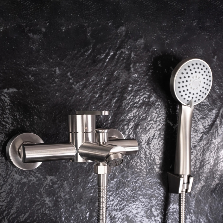 REA-B5514 - Set vasca con miscelatore ONTARIO in acciaio spazzolato