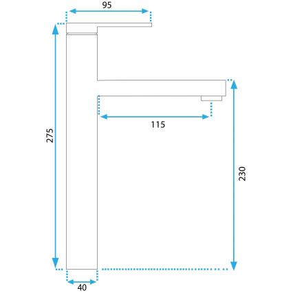 REA-B6214 - Miscelatore per lavabo PIXEL 27,5 cm nero
