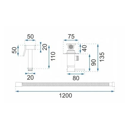 REA-B6311 - Miscelatore per bidet con doccetta per installazione ad incasso LUNGO, finitura oro spazzolato