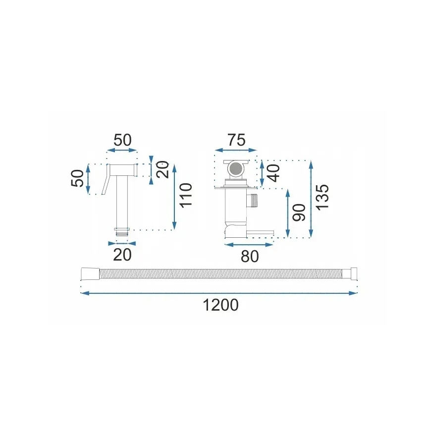 REA-B6311 - Miscelatore per bidet con doccetta per installazione ad incasso LUNGO, finitura oro spazzolato