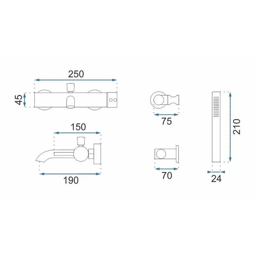 REA-B6384 - Set per vasca LUNGO titanio