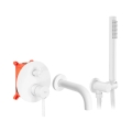 REA-B6440 - Kit per vasca con miscelatore incassato LUNGO bianco opaco