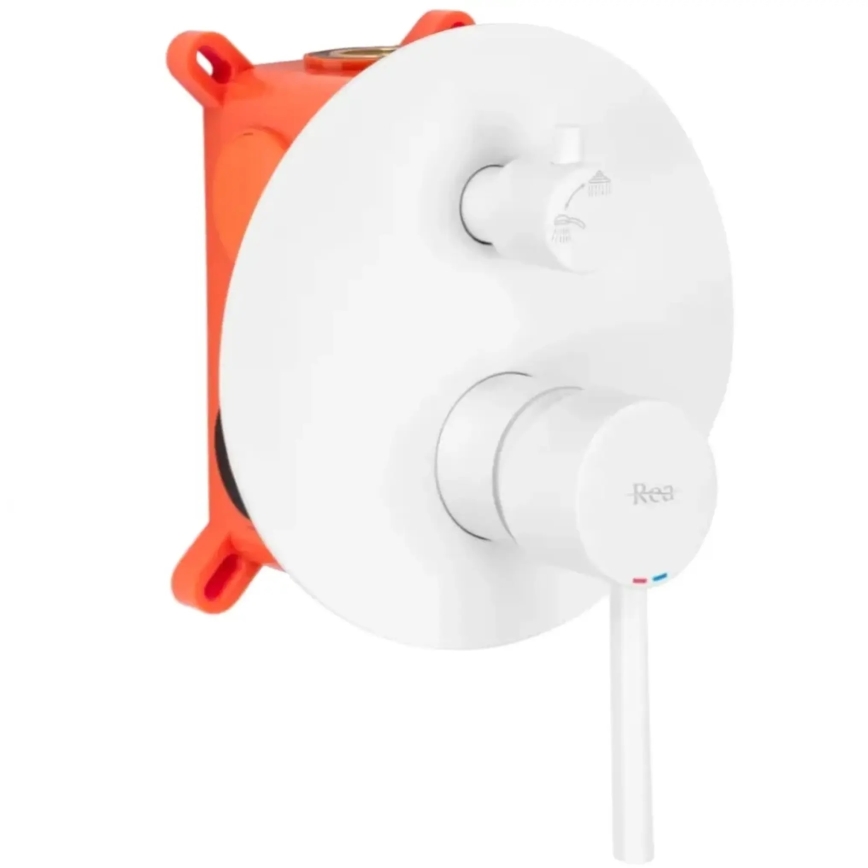 REA-B6440 - Kit per vasca con miscelatore incassato LUNGO bianco opaco