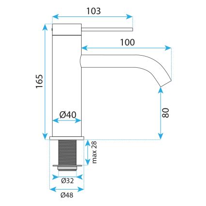 REA-B6531 - Miscelatore per lavabo RIVO 16,5 cm nero