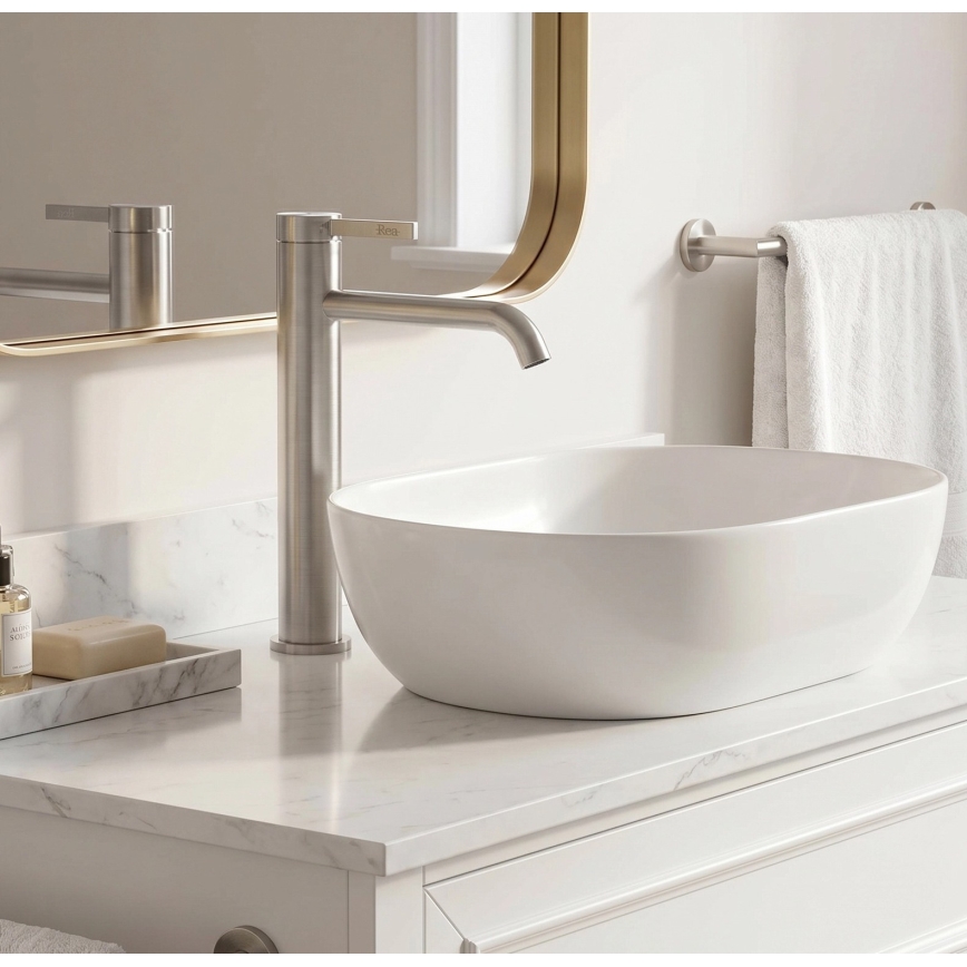 REA-B6538 - Miscelatore per lavabo RIVO 28 cm nichel