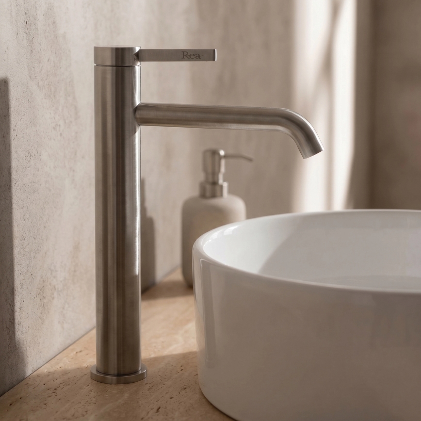 REA-B6538 - Miscelatore per lavabo RIVO 28 cm nichel