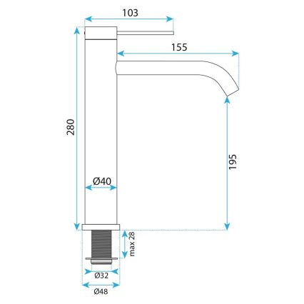 REA-B6538 - Miscelatore per lavabo RIVO 28 cm nichel