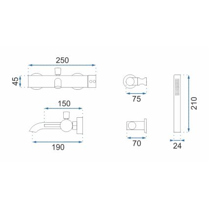 REA-B6635 - Set per vasca LUNGO oro